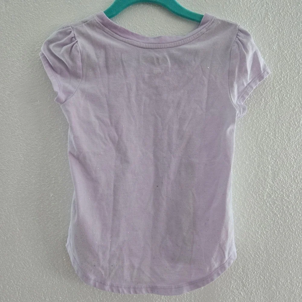Cat &‎ Jack Girls Purple Glitter Sparkle Short Sleeve T-Shirt 4T Lavender Tee